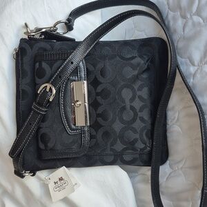 Coach Kriston Op Art Signature Swingback Crossbody Bag In Black BNWT